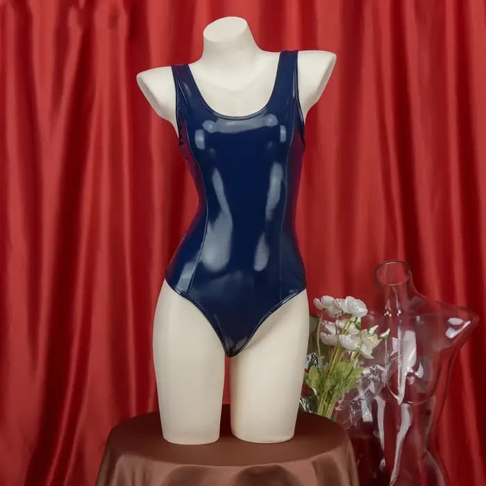 Maillot de bain scolaire japonais pour femmes, style anime, Sukumizu, combinaison une pièce en cuir PU, style Lolita