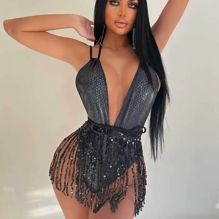 Bling Sexy Bikini femmes une pièce maillot de bain féminin Monokini maillots