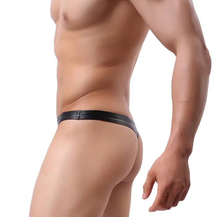 Slip de bain homme sexy en similicuir, string bikini T-back, maillot de bain homme, caleçon de bain, tenue de plage