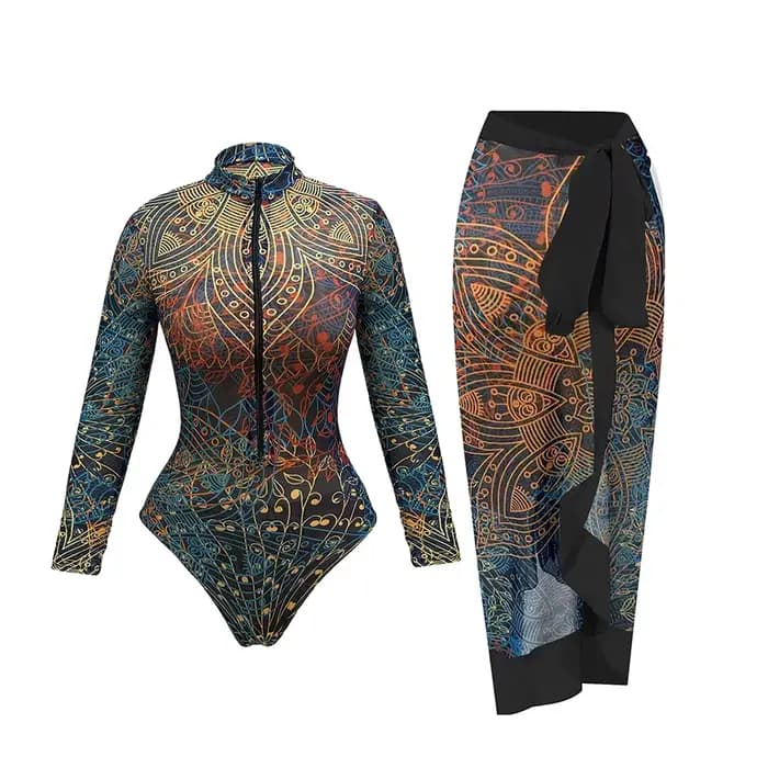 Maillot de bain une pièce transparent grande taille UPF50 avec pantalon pour femme, sexy, anti-UV, combinaison de plage 2026