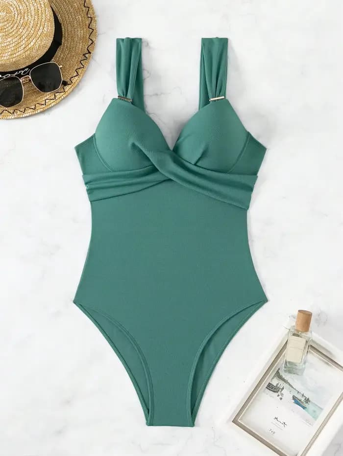 Maillot de bain une pièce vert sauge pour femme