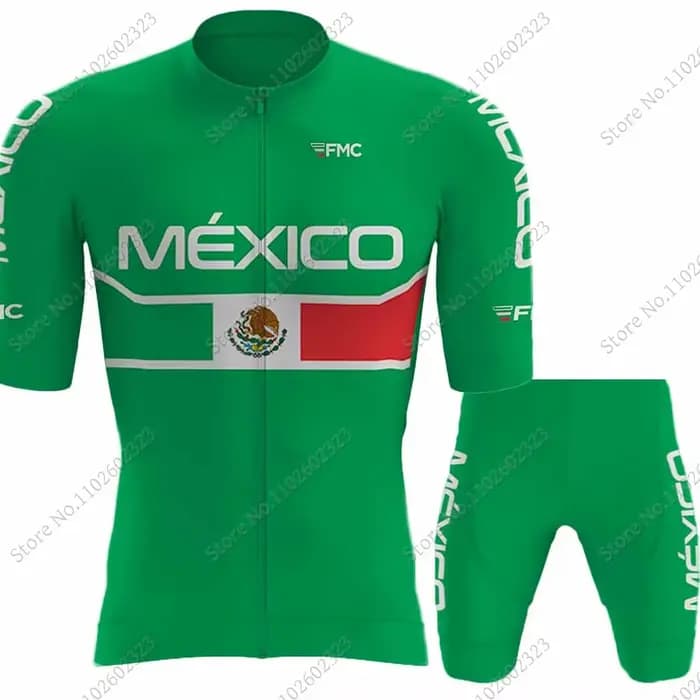 Maillot de cyclisme de l'équipe nationale du mexique, ensemble de vêtements de cyclisme pour hommes, chemise de vélo de route, costume d'été, cuissard à bretelles, vtt, 2024