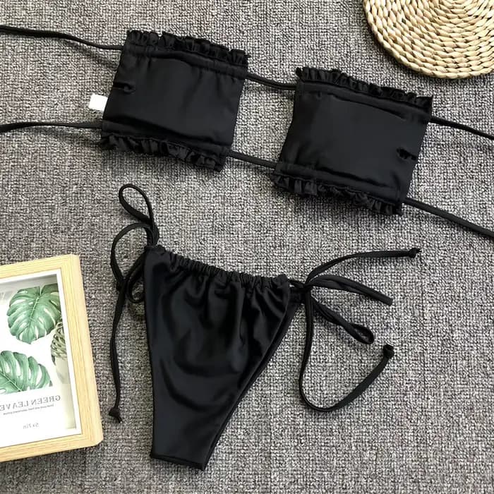 Bikinis froncés Sexy String Maillot De Bain femmes Extrem