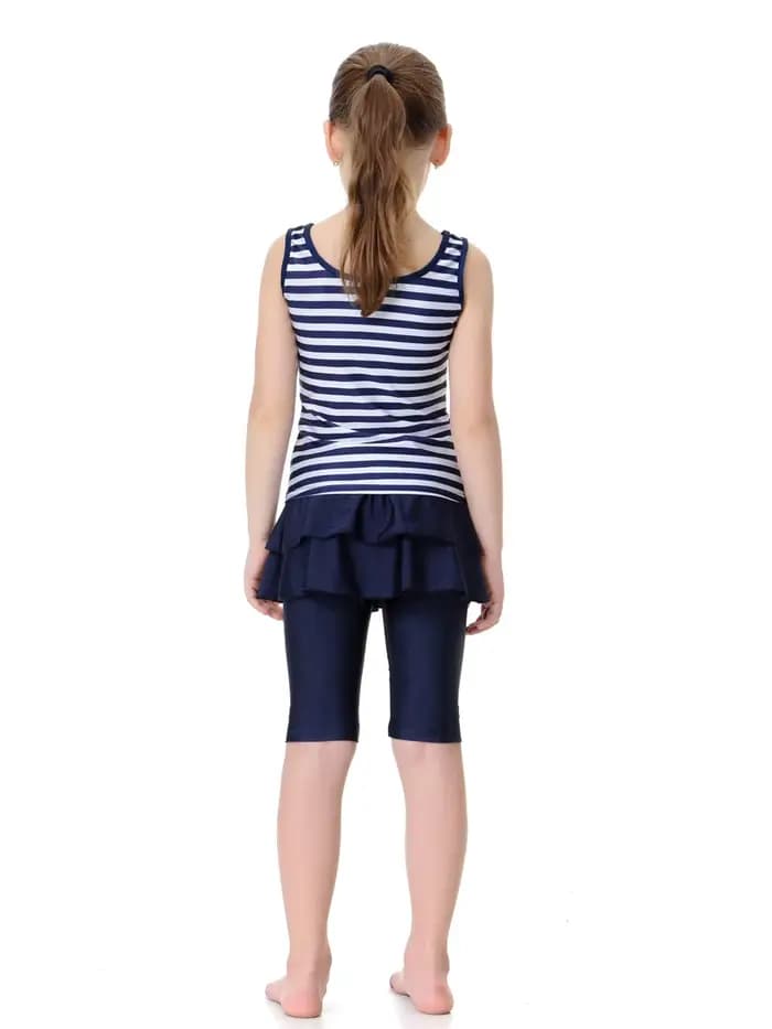 2 pièces ensemble islamique maillot de bain pour fille Burkini 2025 maillot de bain musulman mode maillot de bain élégant couverture rayure rose