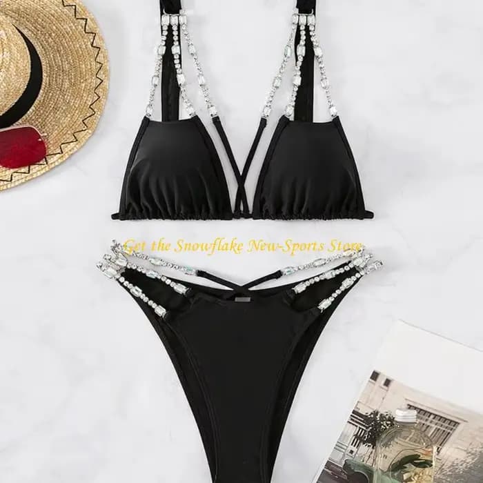 E56D femmes Sexy licou String Bikinis ensembles à bretelles maillots bain coupe haute