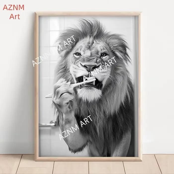 Affiche de salle de bains amusante en noir et blanc, peinture sur toile d'animal de Style Vintage, tableau d'art mural imprimé pour la décoration de la maison