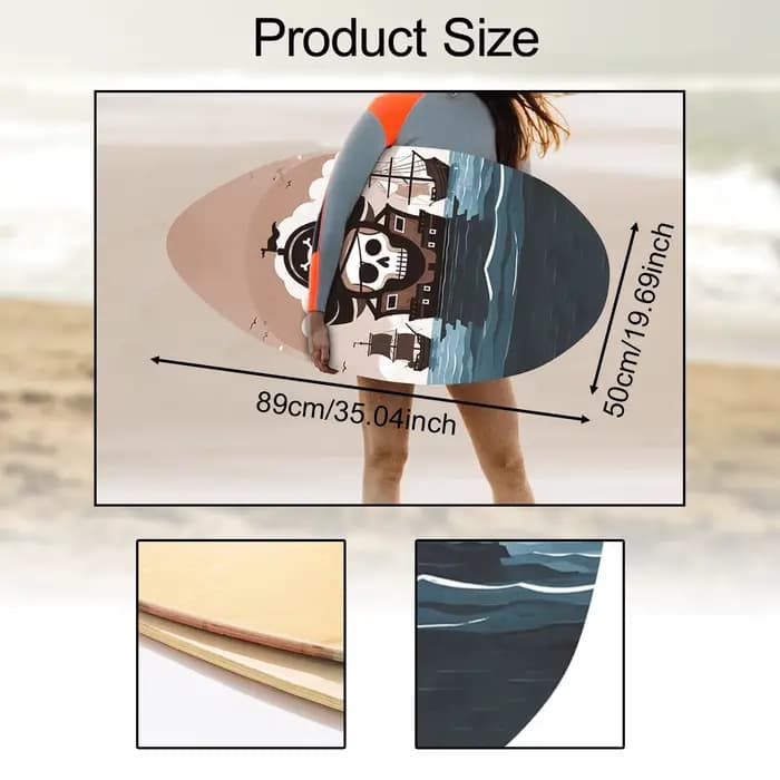 Planche de surf de plage de 35 pouces, planche de sable de plage, corps en bois avec revêtement brillant pour Sports aquatiques en plein air, surf