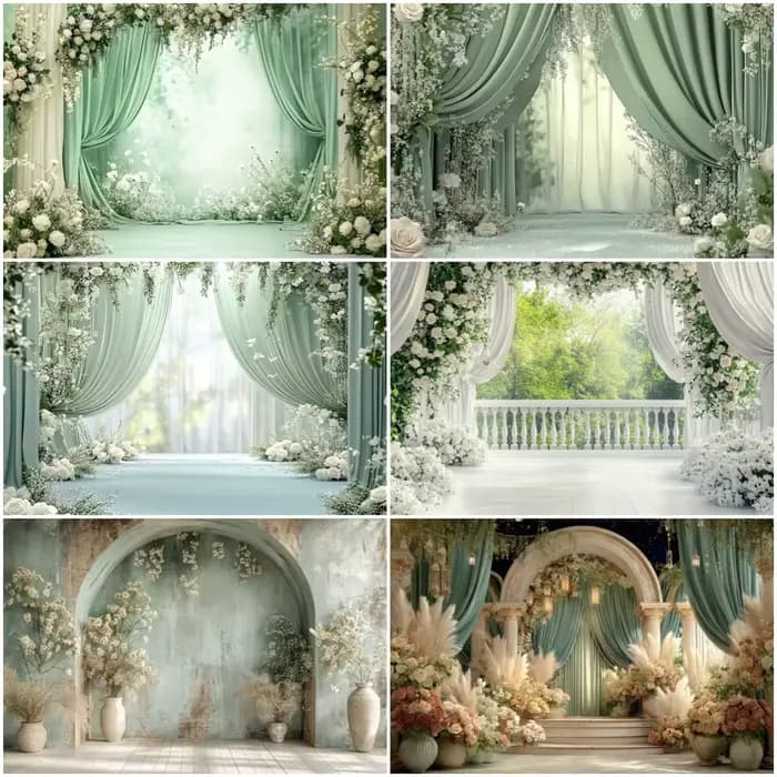 Arche florale pour photographie de mariage, toile de fond pour douche nuptiale, accessoires de portrait, rose, papillon, colonne romaine, accessoires photo de studio