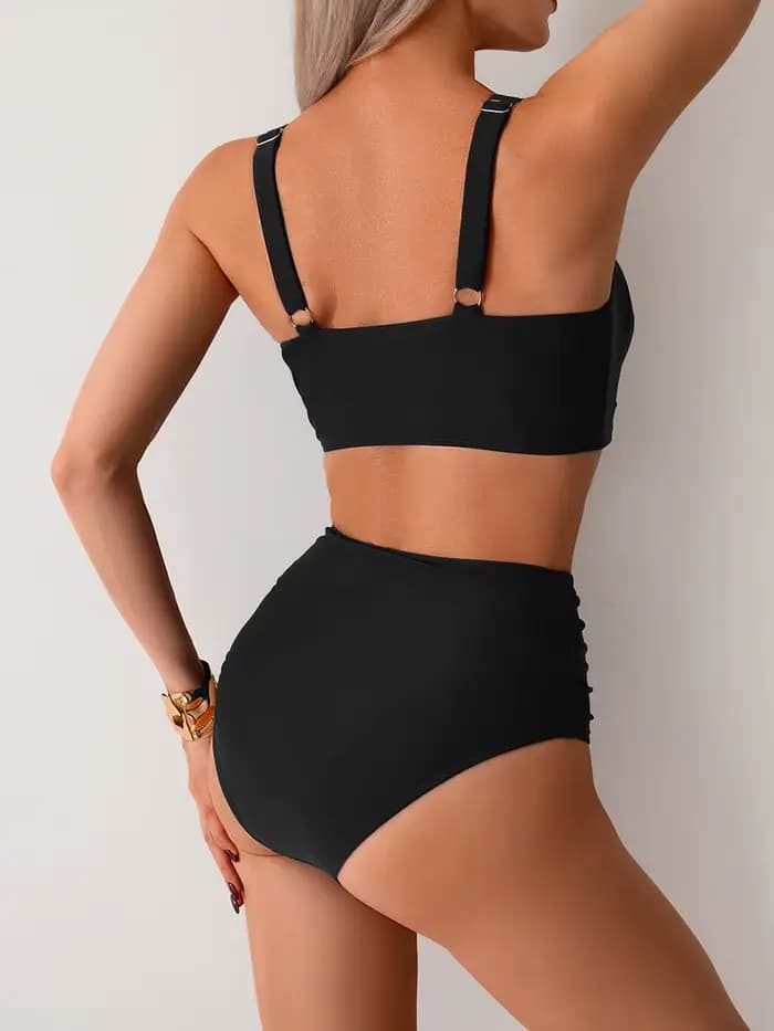 Maillot de bain noir deux pièces pour femmes