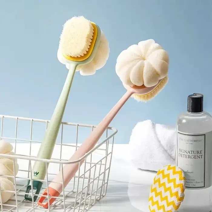 Brosse de douche exfoliante pour le dos avec long manche et éponge en maille douce pour femmes, pour le bain et le massage