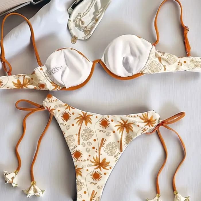 Maillot de bain imprimé à bretelles push-up