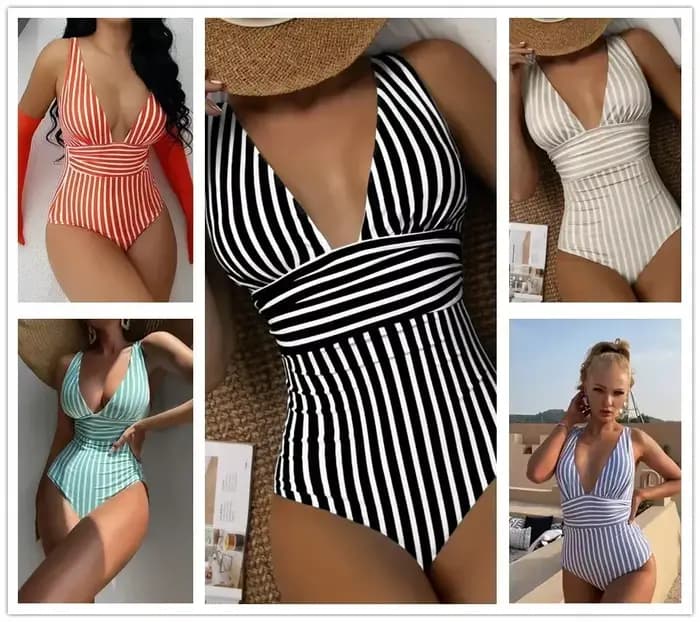 Maillot de bain une pièce rayé