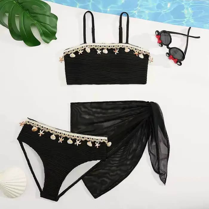 Maillot de bain bikini pour filles, ensemble 3 pièces avec jupe, pour filles de 8, 9, 10, 11, 12 ans, maillot de bain de plage, vêtements de bain d'été