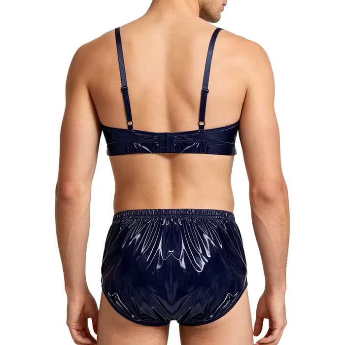 Maillot de bain 2 pièces pour hommes, ensemble bikini imperméable, bretelles réglables, haut court avec slip et bas de maillot de bain, tenue de plage