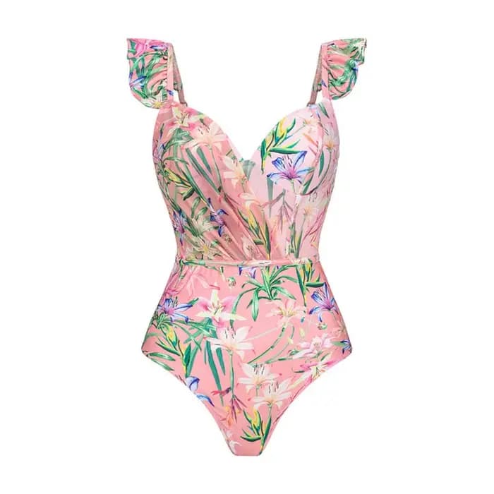 Femmes maillots de bain été imprimé fleuri col en v maillot de bain une pièce body Bikini ensemble plage Style porter robe Maxi jupe vacances