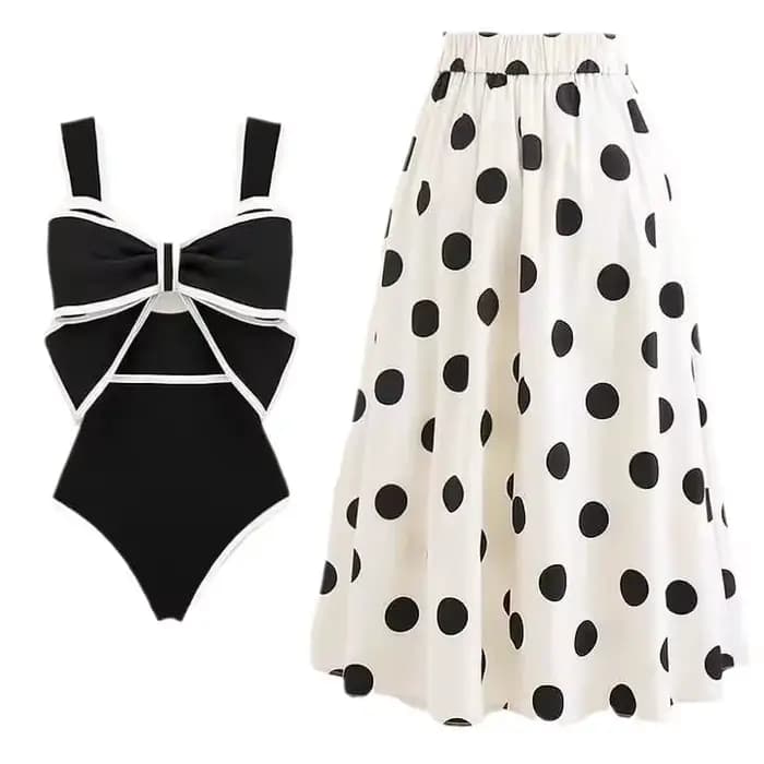 Maillot de bain une pièce rétro noir et blanc
