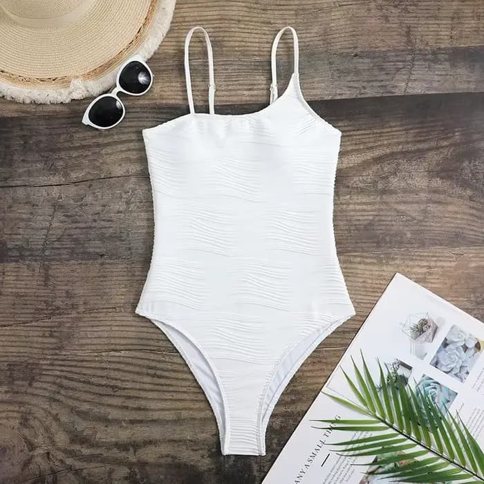 Maillot de bain une pièce sexy côtelé, solide, irrégulier, bikini, haut, fort, costume, tenues de plage, body, tankini
