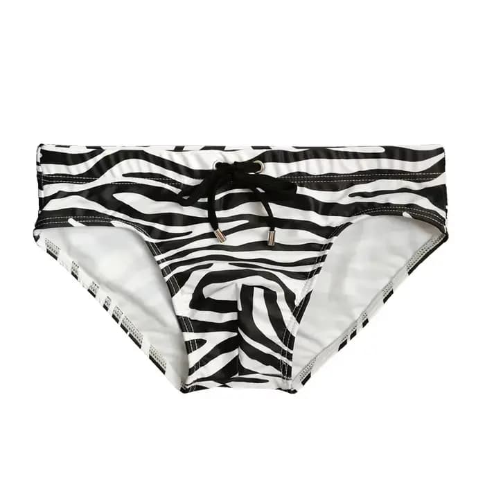 Maillot de bain sexy taille basse pour homme, bikini, slip de bain zèbre à séchage rapide, poudres de contour, string de proximité, short de plage trempé