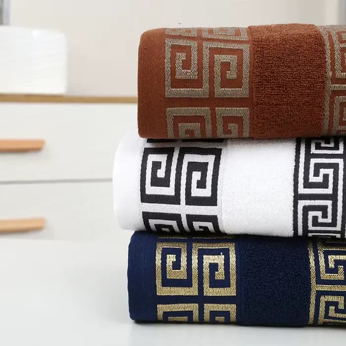 Grande serviette de bain 70x140cm Marron Blanc Bleu Noir Gris Vert