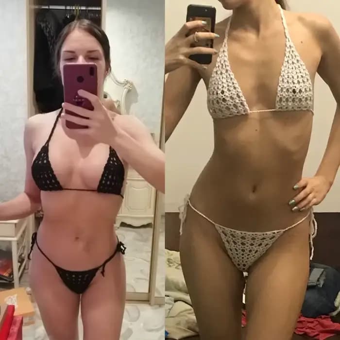 Maillot de bain bikini micro-string en crochet fait main pour femme, mini, ajouré, tricoté, pour la plage et le bain de soleil, deux pièces, vente en gros
