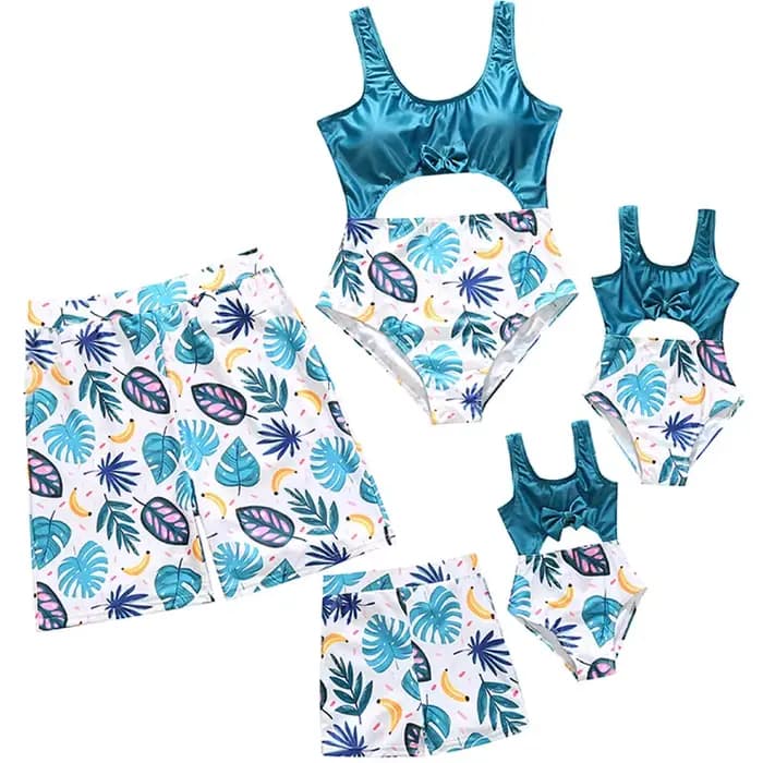 Nouveaux maillots de bain assortis pour la famille 2026 : Maillots une pièce mère-fille et shorts de bain père-fils – Tenues de plage pour maman et homme