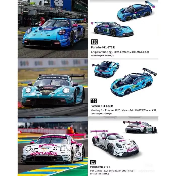 Trends Hobby TH1:64 Porsche 911 GT3 R-2025LeMans 24H LMGT3 Championship Team Racing Alloy Car Model