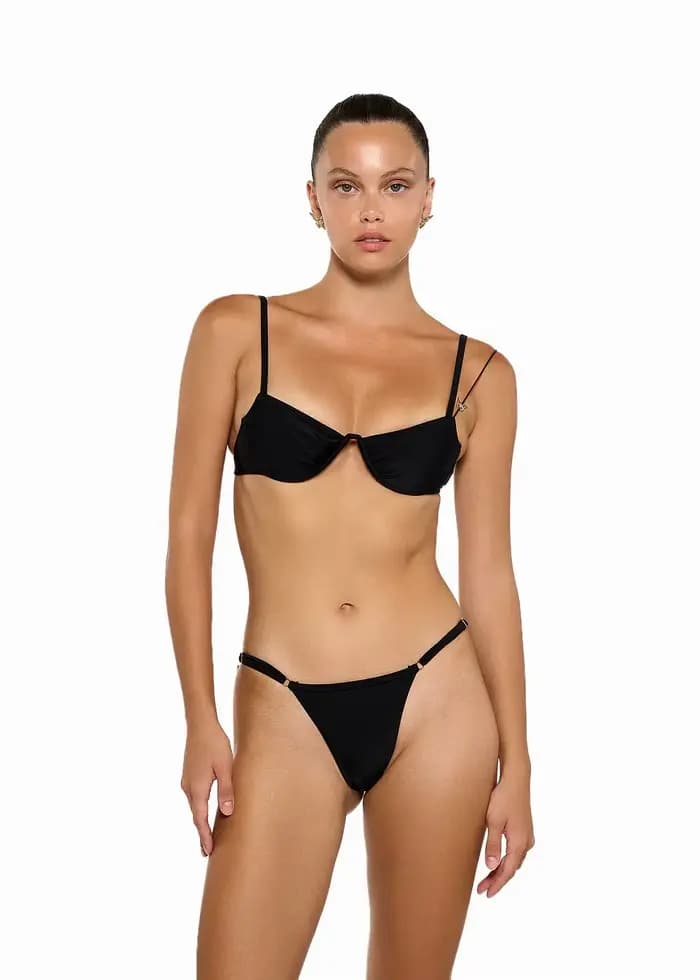 Ensemble bikini noir sexy 2025 avec soutien à armatures