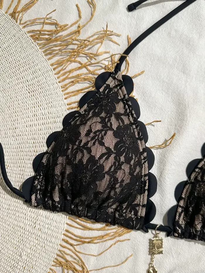 Micro Bikini Sexy Maillots de Bain pour Femmes 2026 Ensemble Bikini Brésilien en Dentelle String Biquini Maillots de Bain Noirs Tenues de Plage Féminines