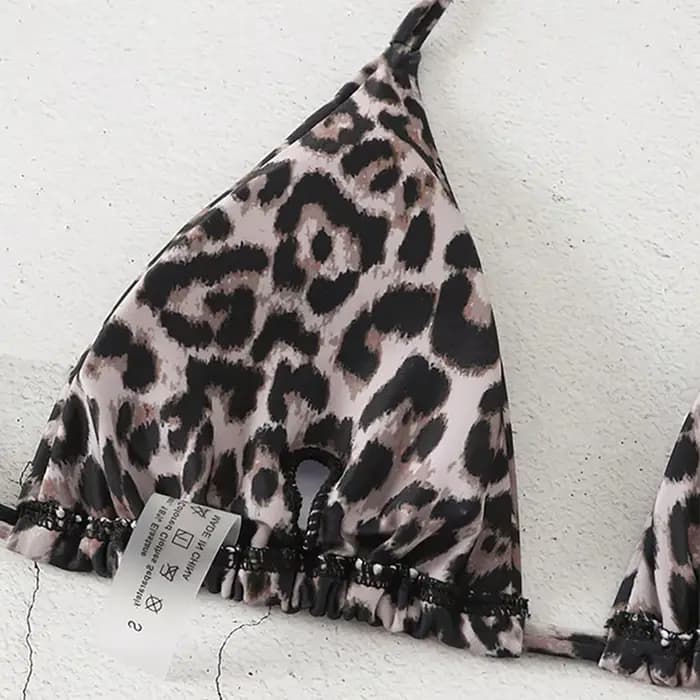 Haut de bikini sexy léopard à dos nu pour femme, maillot de bain de plage pour les vacances, biquinis brésiliens