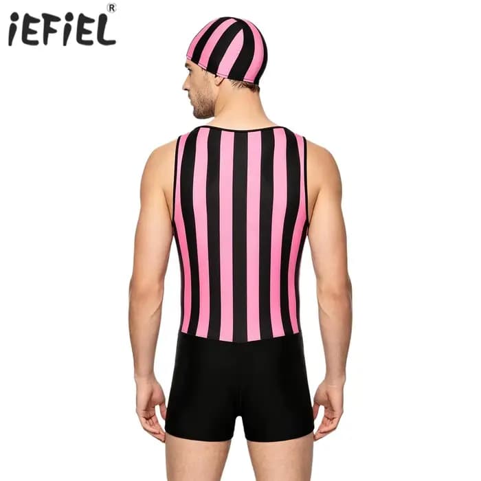 Maillot de bain de course rayé arc-en-ciel pour hommes