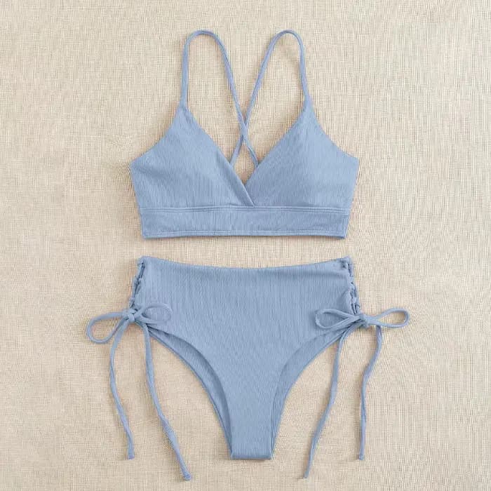 Cikini-ensemble bikini fendu à col en V pour femme
