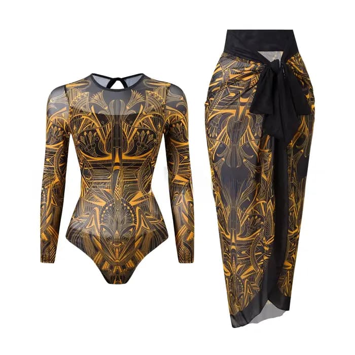 Maillot de bain une pièce à manches longues, Protection solaire, Style russe, séchage rapide, tissu Polyester, imprimé Floral, pour femmes