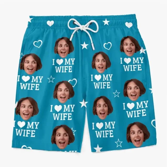 Short de plage unisexe avec visage drôle, Photo personnalisée pour Couple, impression 3D, Design de personnalité, short de planche à cordon de serrage, maillot de bain humoristique d'été