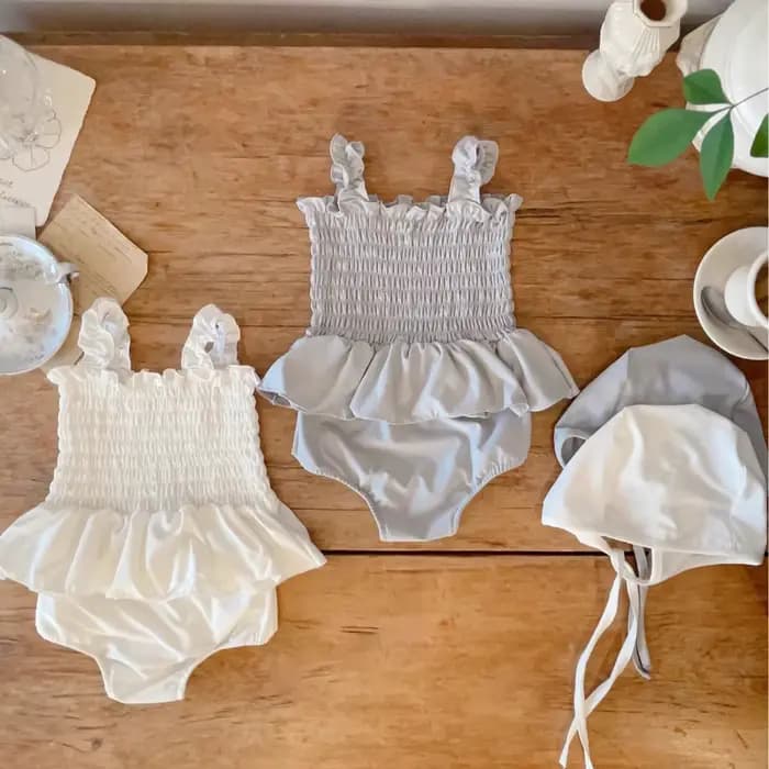 Maillot de bain 3 pièces pour filles, haut + short + chapeau, style coréen, tendance, collection été 6797