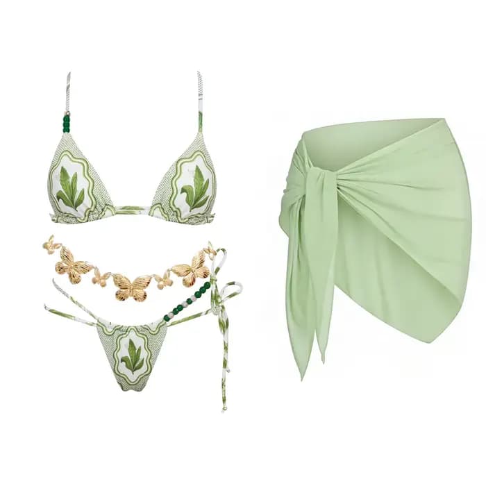 Maillot de bain bikini imprimé perlé pour femme