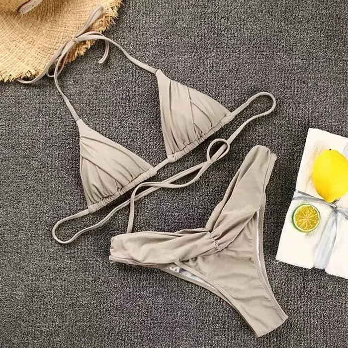 Sexy Micro Bikinis 2025 Femmes Licou Brésilien Ensemble Bikini Femme Plissé Maillot De Bain Nouveau Triangle Maillots