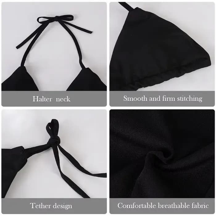 Style de plage licou Bikini ensemble Sexy solide string maillots de bain maillot de bain Mujer Lingerie pour les femmes