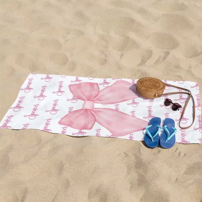 Serviettes de plage personnalisées avec grand nœud pour enfants filles