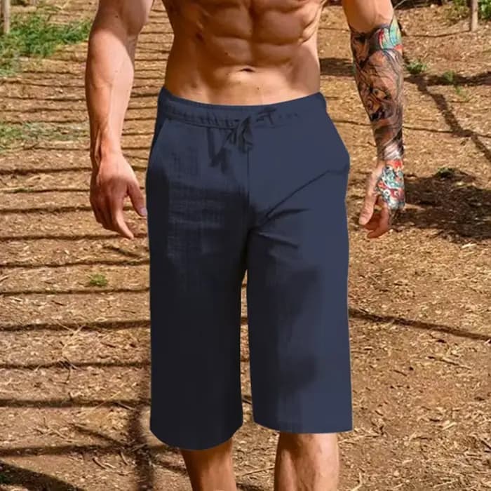 Shorts en coton et lin pour hommes, décontractés, respirants, pour la plage, le sport, les vacances, la gym, le basketball