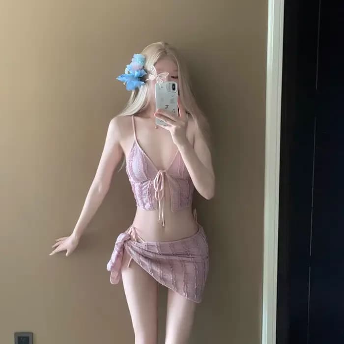 Nouveau Maillot de Bain 2026 Style Ins, Ensemble Bikini Trois Pièces, Tendance Pure Désir, Idéal pour les Sources Chaudes, Maillot de Bain Coréen Haut de Gamme Sensationnel