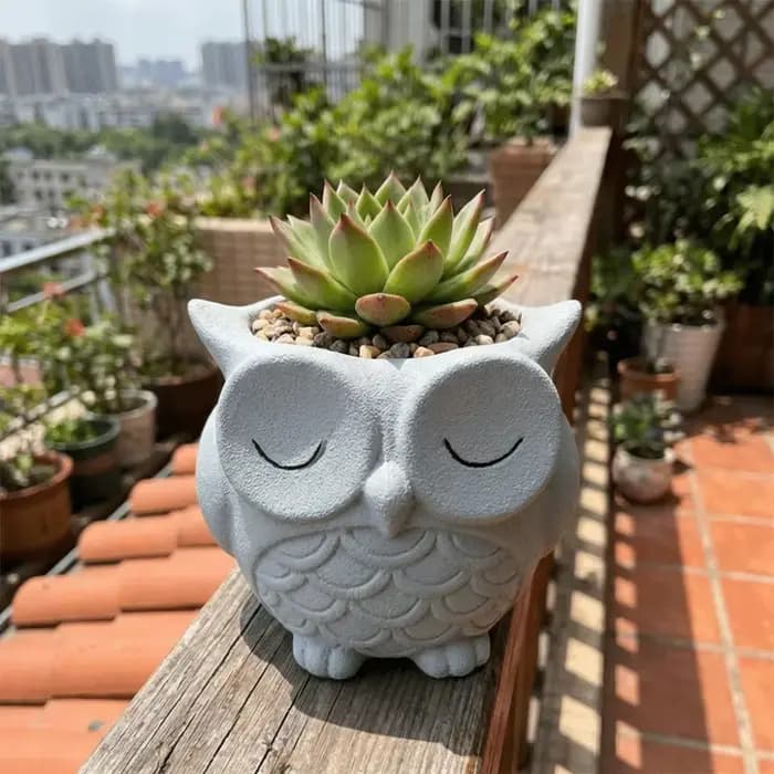 Pot à plantes unique en céramique en forme de hibou, joli pot décoratif pour oignon vert, pot à fleurs résistant à la corrosion, pot à cactus pour patio