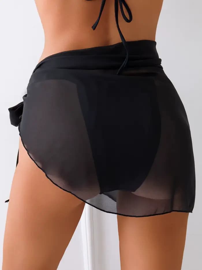 Lamuusaa Jupes de plage et cache-maillots pour femmes, style y2k, avec décorations coquillages métalliques, en maille transparente irrégulière, mini-jupes cache-maillots