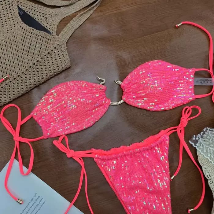 Ensemble de bikinis deux pièces brillants pour femmes