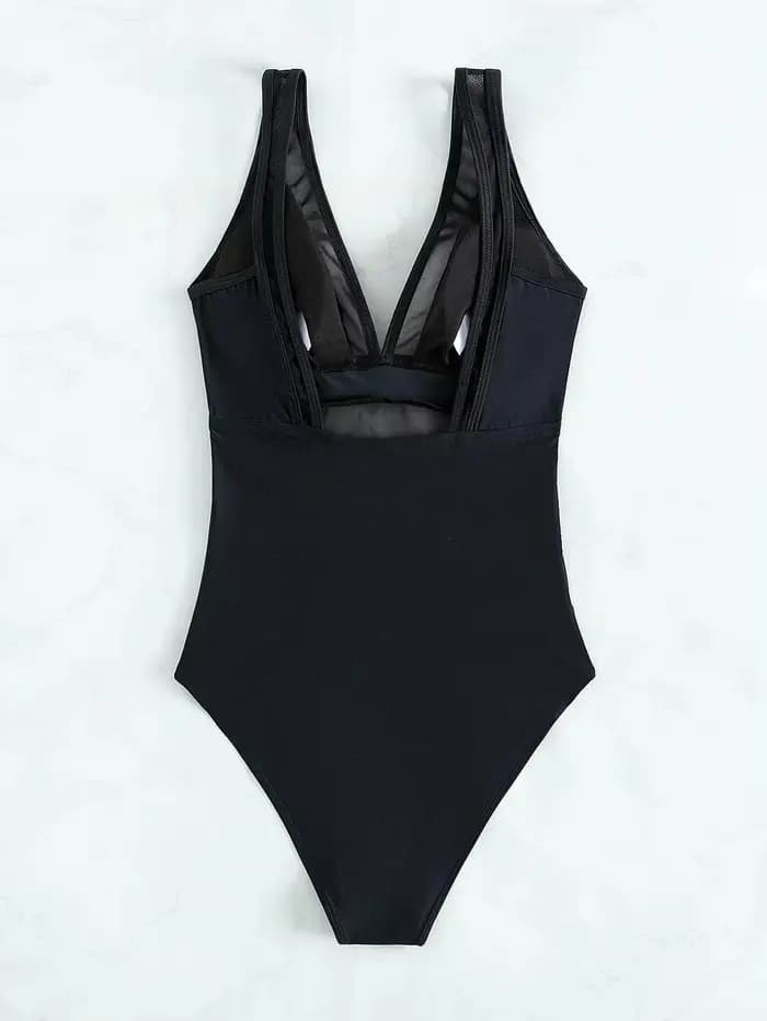 Maillot de bain une pièce en maille contrastée