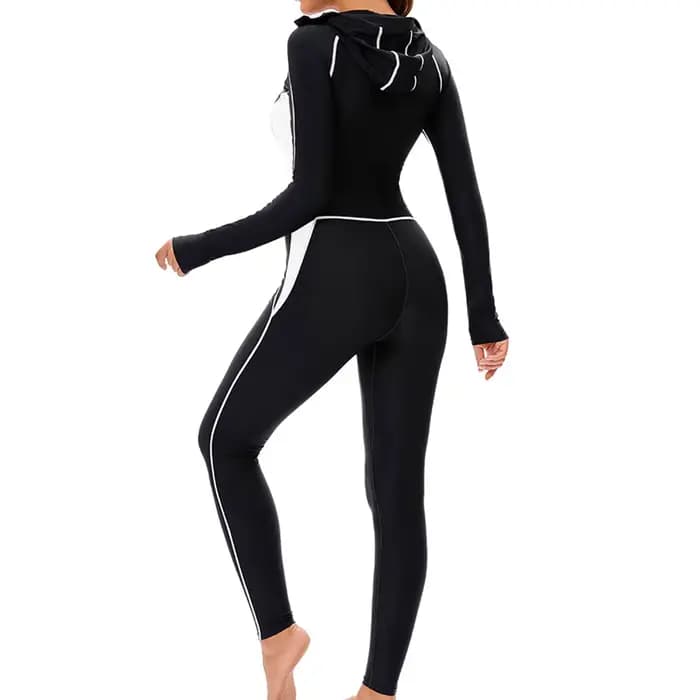 Femmes corps complet musulman Burkini maillot de bain une pièce à capuche Hijab fermeture éclair modeste maillot de bain islamique couverture complète maillot de bain conservateur