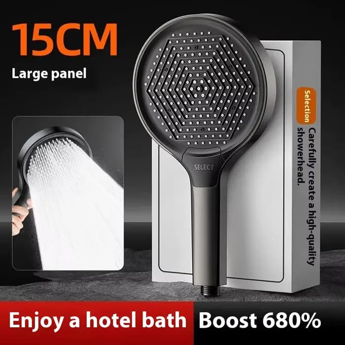Pommeau de douche pressurisé, pressurisation super forte avec grande sortie d'eau, pomme de douche filtrée de bain à grand panneau de 15 cm