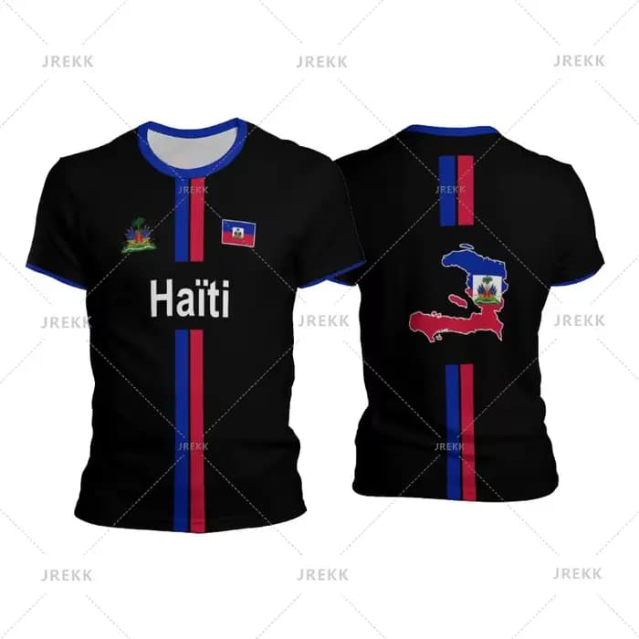 Haïti Football t-shirts hommes sport T-shirt drapeau haïtien rue surdimensionné hauts unisexe décontracté graphique t-shirts hauts Y2k hommes cadeaux