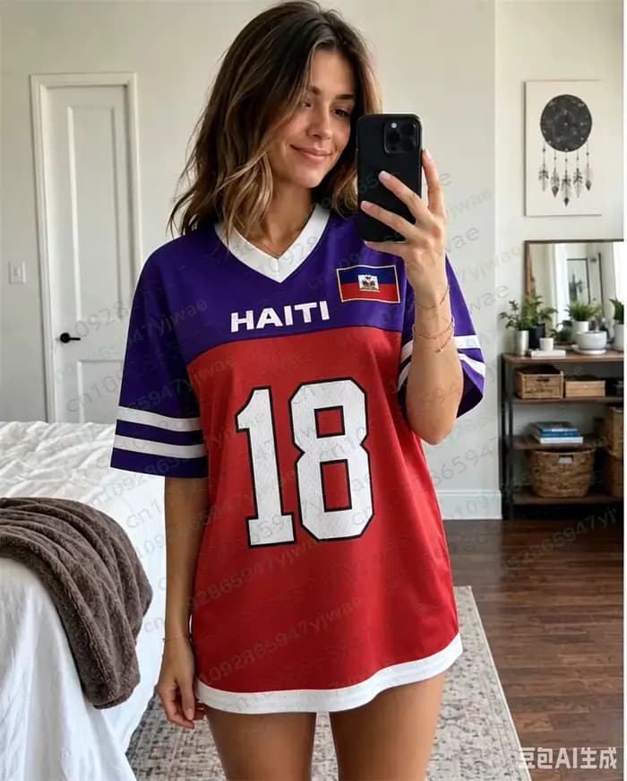 Maillot de football surdimensionné Haiti 1804, style streetwear, manches courtes, haut Y2K, t-shirt unisexe, été, t-shirts pour hommes et femmes