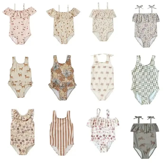 Maillot de bain une pièce pour filles avec bonnet