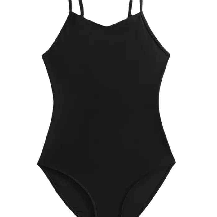 Maillot de bain une pièce noir pour filles de 11 à 14 ans